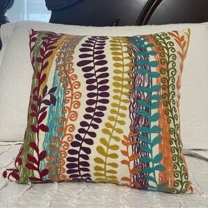Multicolor Embroidered Throw Pillow